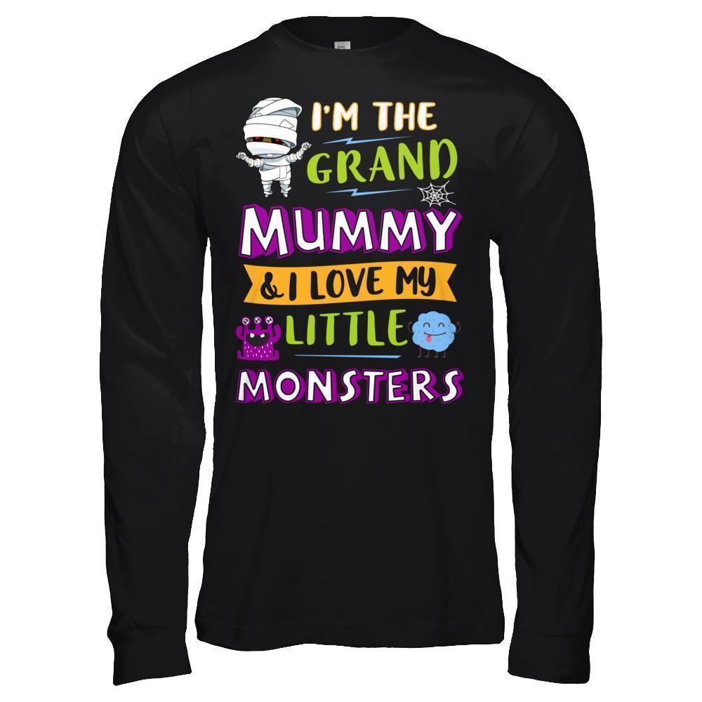 Halloween I'm The Grand Mummy And I Love My Little Monsters-T-Shirt & Hoodie-Long Sleeve T-Shirt-Black