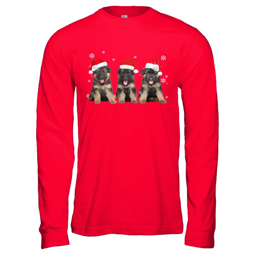 Funny German Shepherd Puppies Christmas Dog Gift-T-Shirt & Hoodie-Long Sleeve T-Shirt-Red