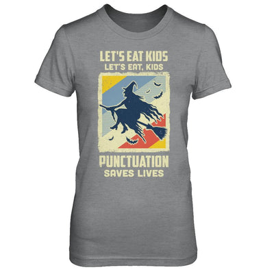 Let's Eat Kids Punctuation Saves Lives Vintage Halloween-T-Shirt & Hoodie-Women's T-Shirt-Sport Grey