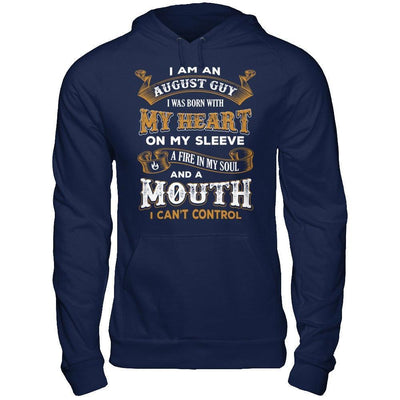 I'm An August Guy I Was Born With My Heart Birthday-T-Shirt & Hoodie-Pullover Hoodie-Navy