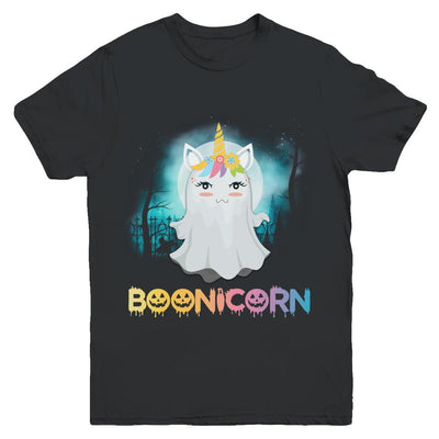 Boonicorn Ghost Unicorn Halloween Girls Youth-Youth Shirt-Youth T-Shirt-Black