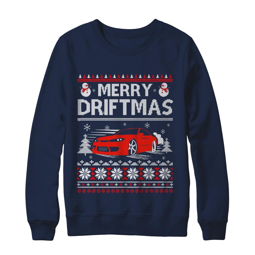 Merry Drifting Car Enthusiasts Sweater-T-Shirt & Sweatshirt-Crewneck Sweatshirt-Navy