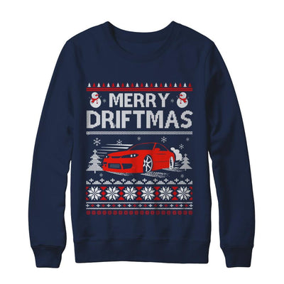 Merry Drifting Car Enthusiasts Sweater-T-Shirt & Sweatshirt-Crewneck Sweatshirt-Navy