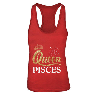 Queen Pisces Zodiac February March Birthday Gift-T-Shirt & Tank Top-Women's Ideal Racerback Tank-Red