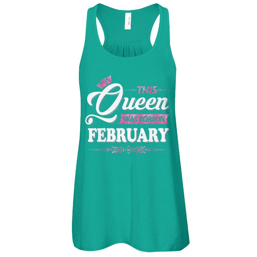 This Queen Was Born In February-T-Shirt & Tank Top-Women's Flowy Racerback Tank-Kelly