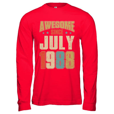 Vintage Retro Awesome Since July 1988 33th Birthday-T-Shirt & Hoodie-Long Sleeve T-Shirt-Red