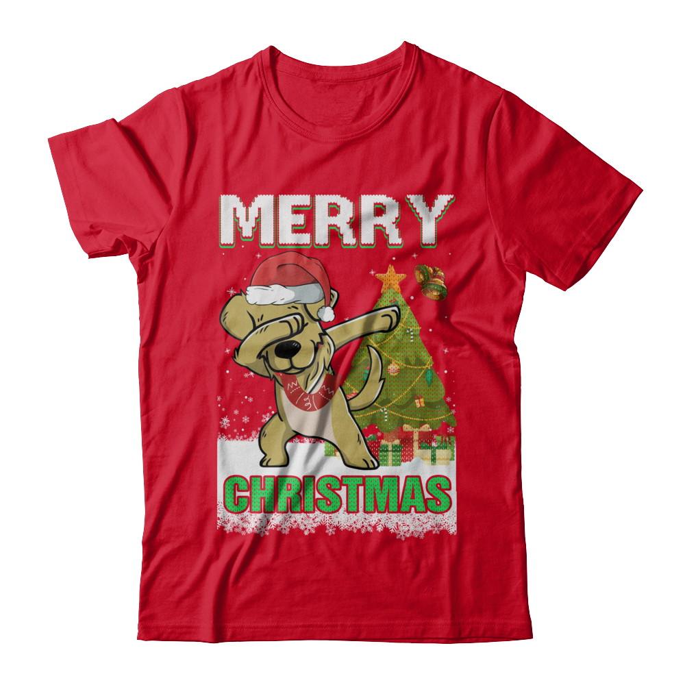 Cute Golden Retriever Claus Merry Christmas Ugly Sweater-T-Shirt & Sweatshirt-Premium T-Shirt-Red