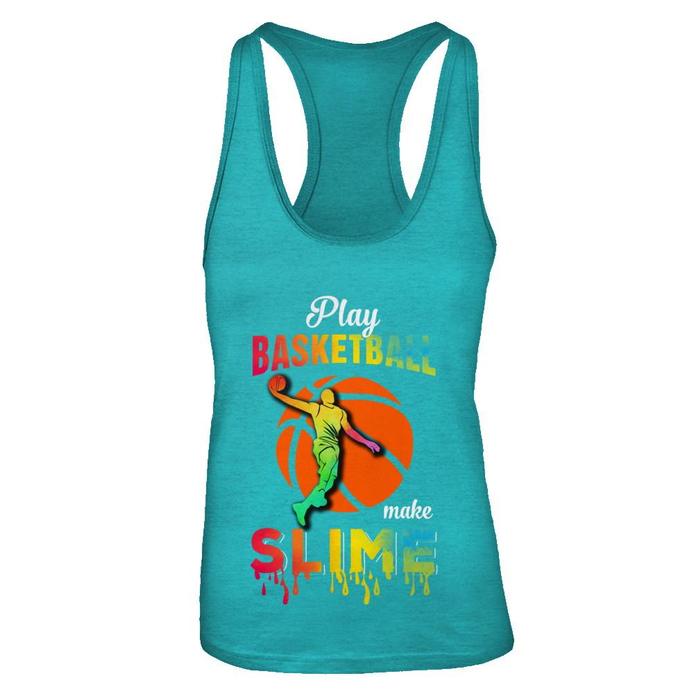 Play Basketball Make Slime Watercolor For Girl Women-T-Shirt & Tank Top-Women's Ideal Racerback Tank-Tahiti Blue
