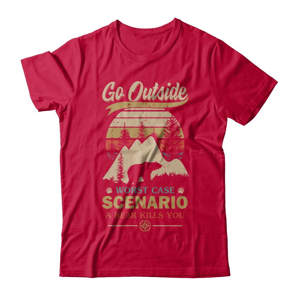 Vintage Go Outside Worst Case Scenario A Bear Kills You-T-Shirt & Hoodie-Classic T-Shirt-Red