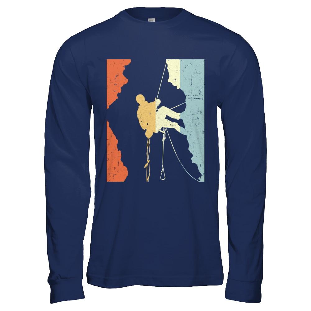 Vintage Rock Climbing Climb-T-Shirt & Hoodie-Long Sleeve T-Shirt-Navy