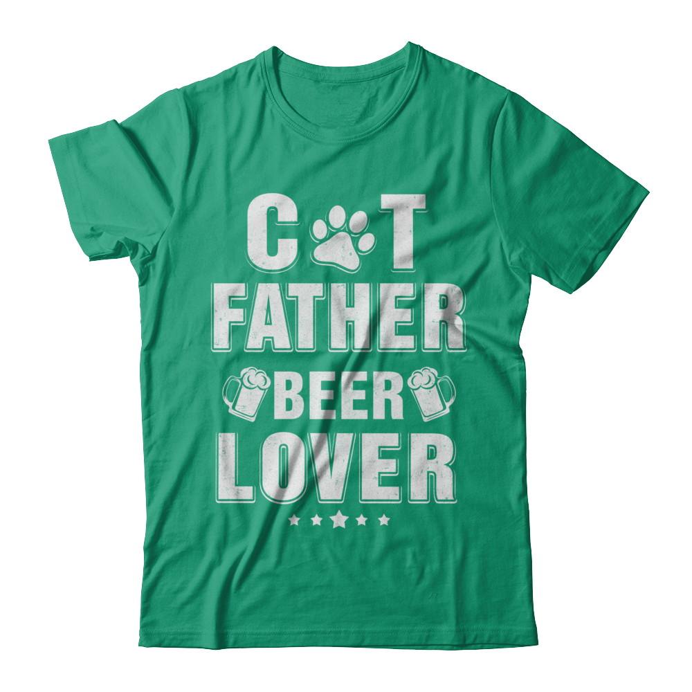 Cat Father Beer Lover Best Cat Dad Fathers Day-T-Shirt & Hoodie-Classic T-Shirt-Kelly Green