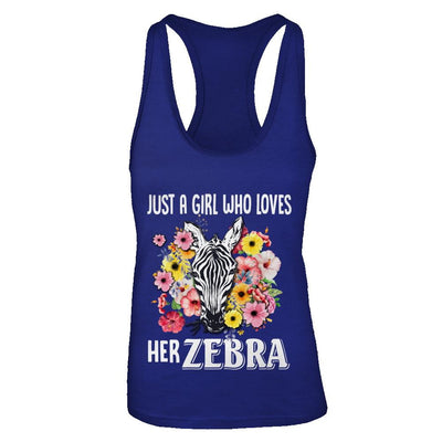 Just A Girl Who Loves Her Zebra-T-Shirt & Tank Top-Women's Ideal Racerback Tank-Royal