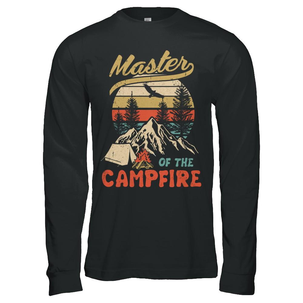 Camping Master Of The Campfire Fathers Mothers Day Gift-T-Shirt & Hoodie-Long Sleeve T-Shirt-Black