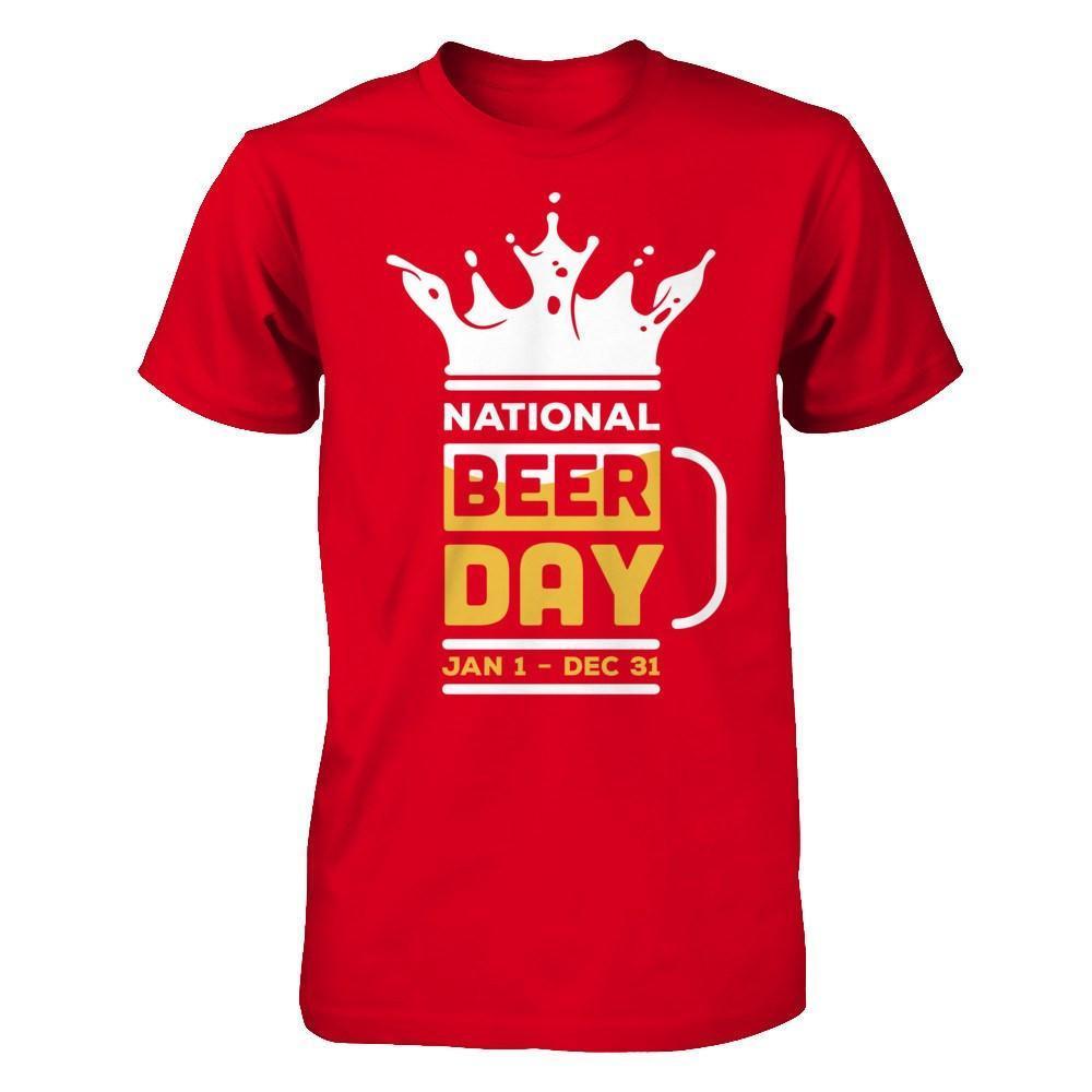 National Beer Day Jan 1 Dec 31-T-Shirt & Hoodie-Premium T-Shirt-Red