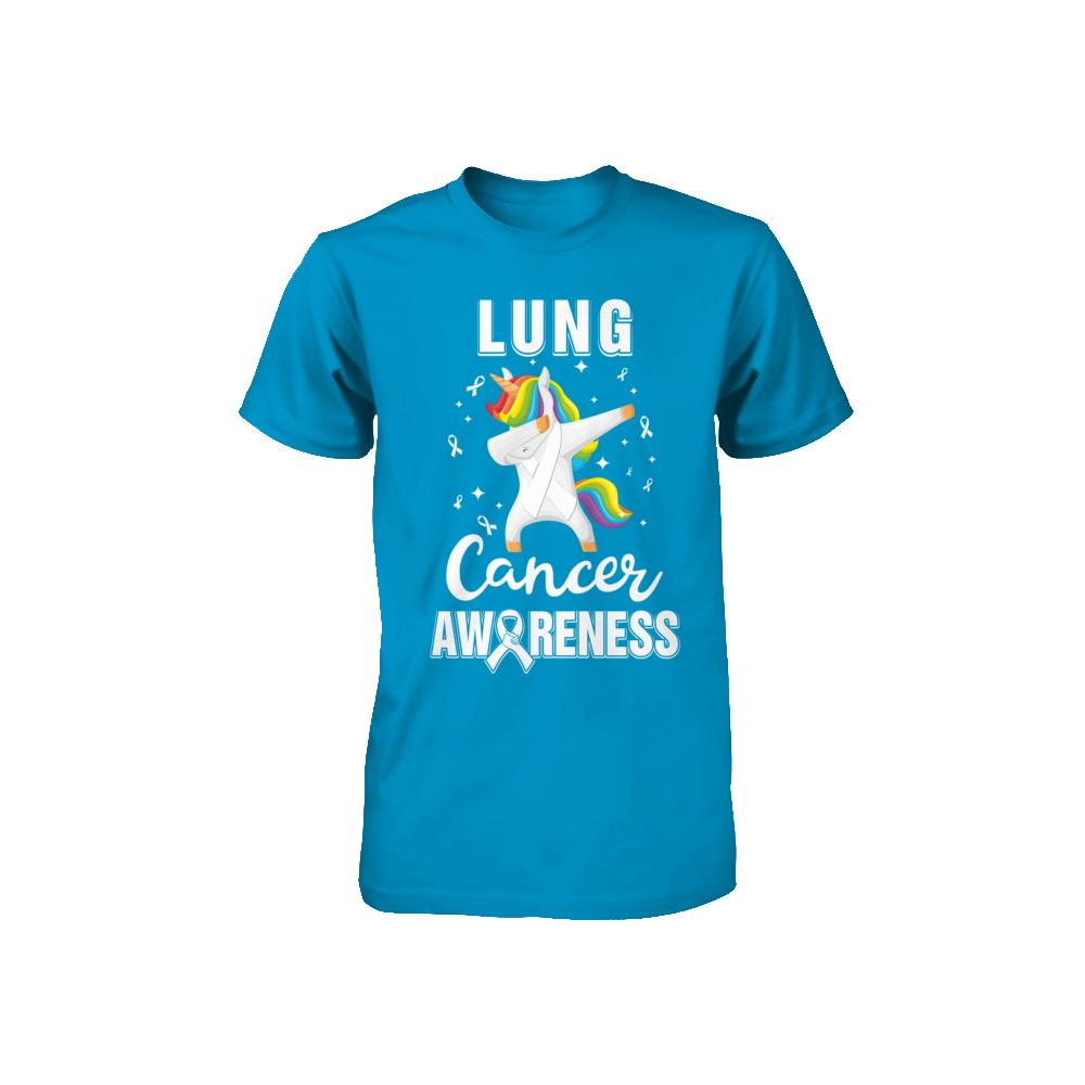Inspirational Lung Cancer Awareness Unicorn Support Youth-Youth Shirt-