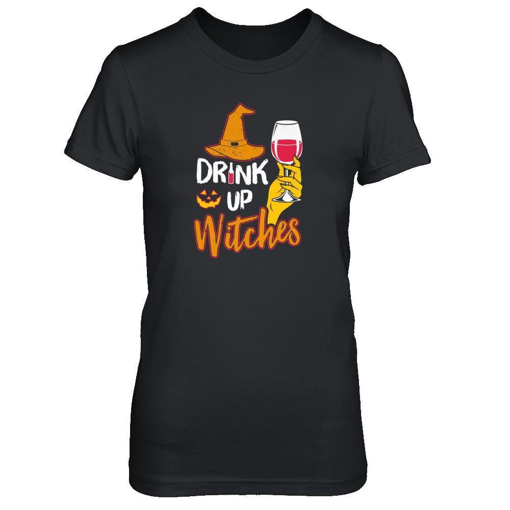 Drink Up Witches Funny Halloween Wine Lover-T-Shirt & Tank Top-Women's T-Shirt-Black