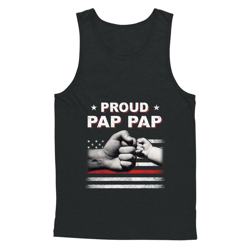 Proud Pap Pap Fireman Firefighter Thin Red Line Flag Fathers Day-T-Shirt & Hoodie-Unisex Tank-Black