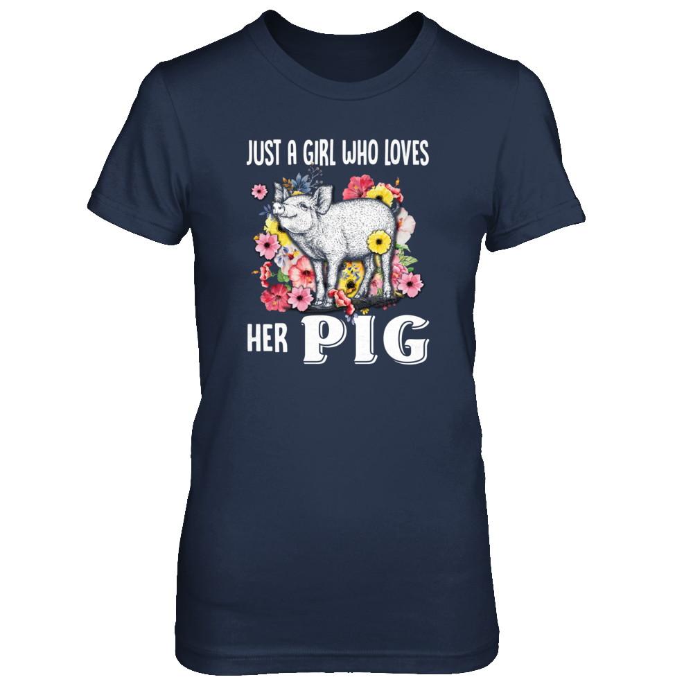 Just A Girl Who Loves Her Pig-T-Shirt & Tank Top-Women's T-Shirt-Navy