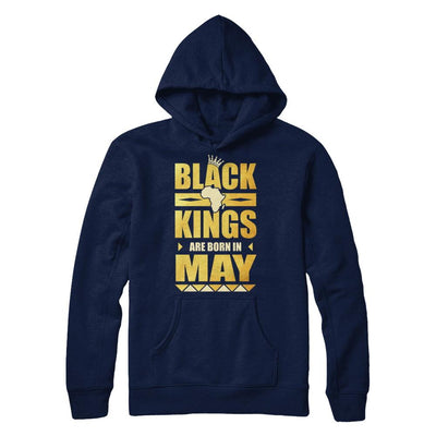 Black Kings Are Born In May Birthday-T-Shirt & Hoodie-Pullover Hoodie-Navy