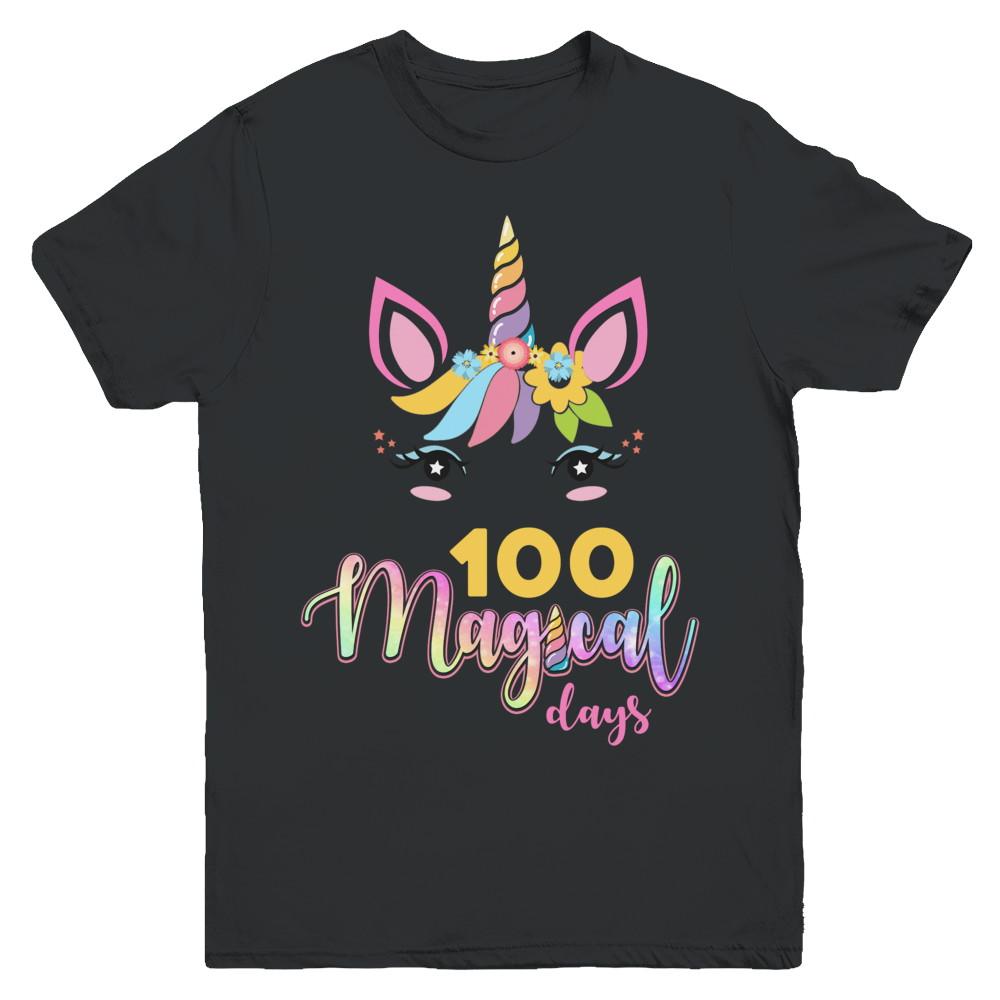 100 Magical Days Of School Unicorn Girl Gifts Youth-Youth Shirt-Youth T-Shirt-Black