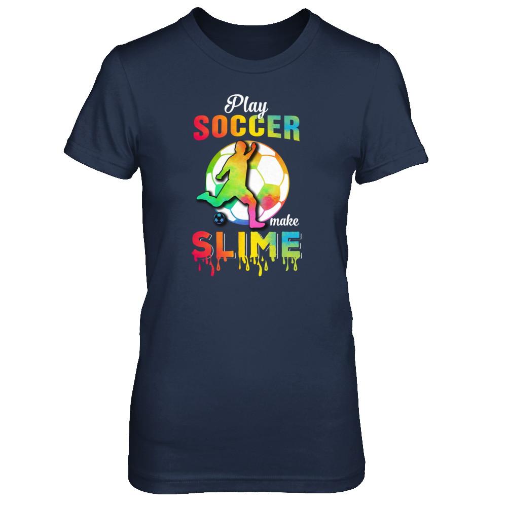 Play Soccer Make Slime Watercolor For Girl Women-T-Shirt & Tank Top-Women's T-Shirt-Navy