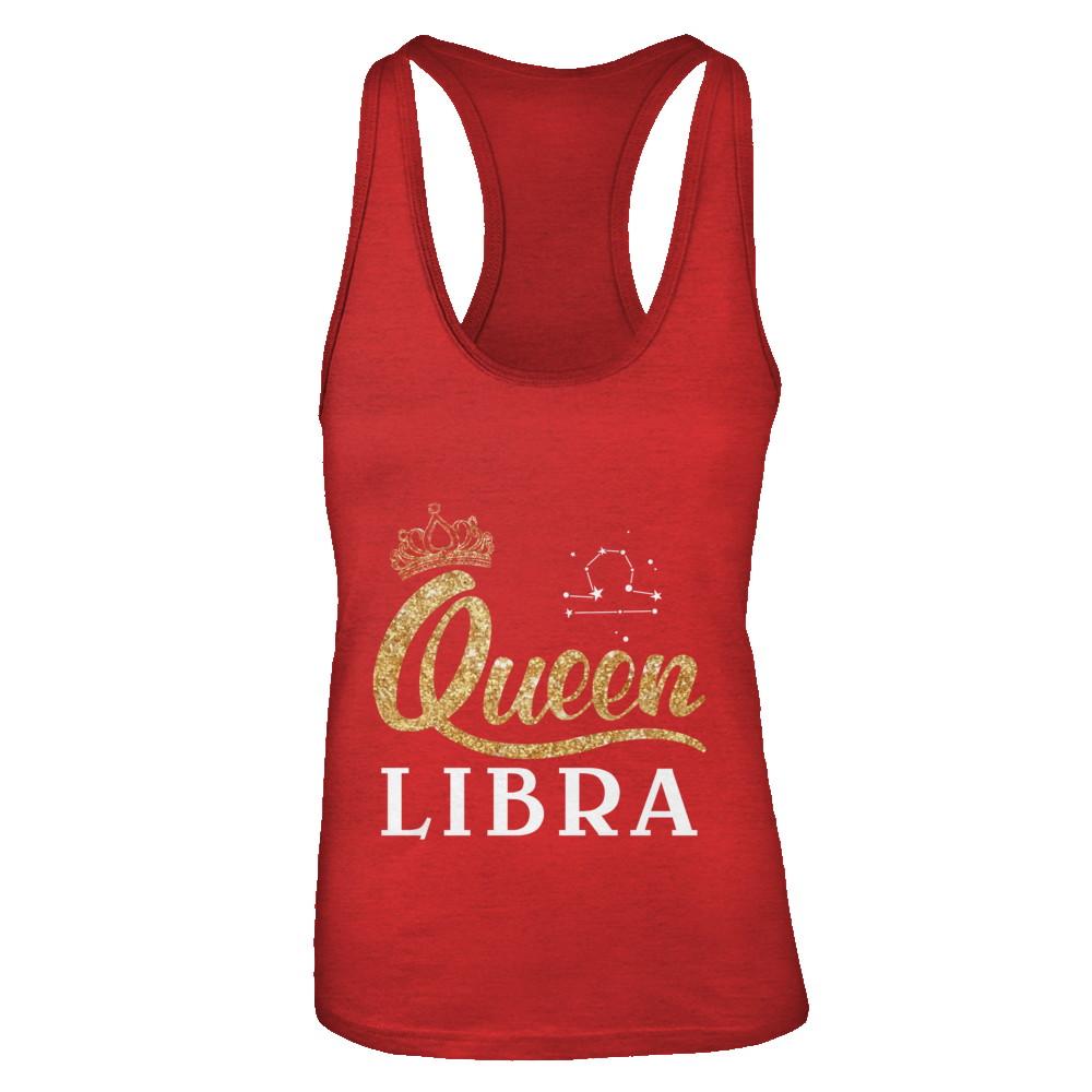 Queen Libra Zodiac September October Birthday Gift-T-Shirt & Tank Top-Women's Ideal Racerback Tank-Red