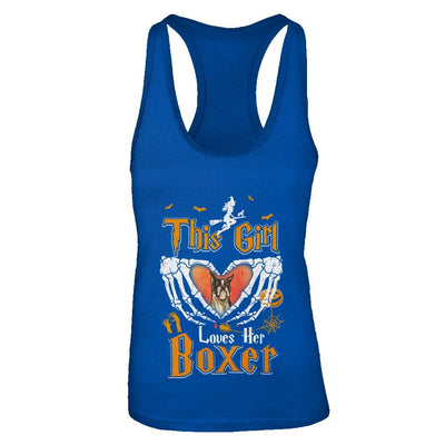 This Girl Love Her Dog Boxer Halloween-T-Shirt & Tank Top-Women's Ideal Racerback Tank-Royal