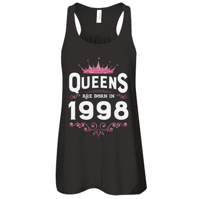 Queens Are Born In 1998 Birthday Gift-T-Shirt & Tank Top-Women's Flowy Racerback Tank-Black