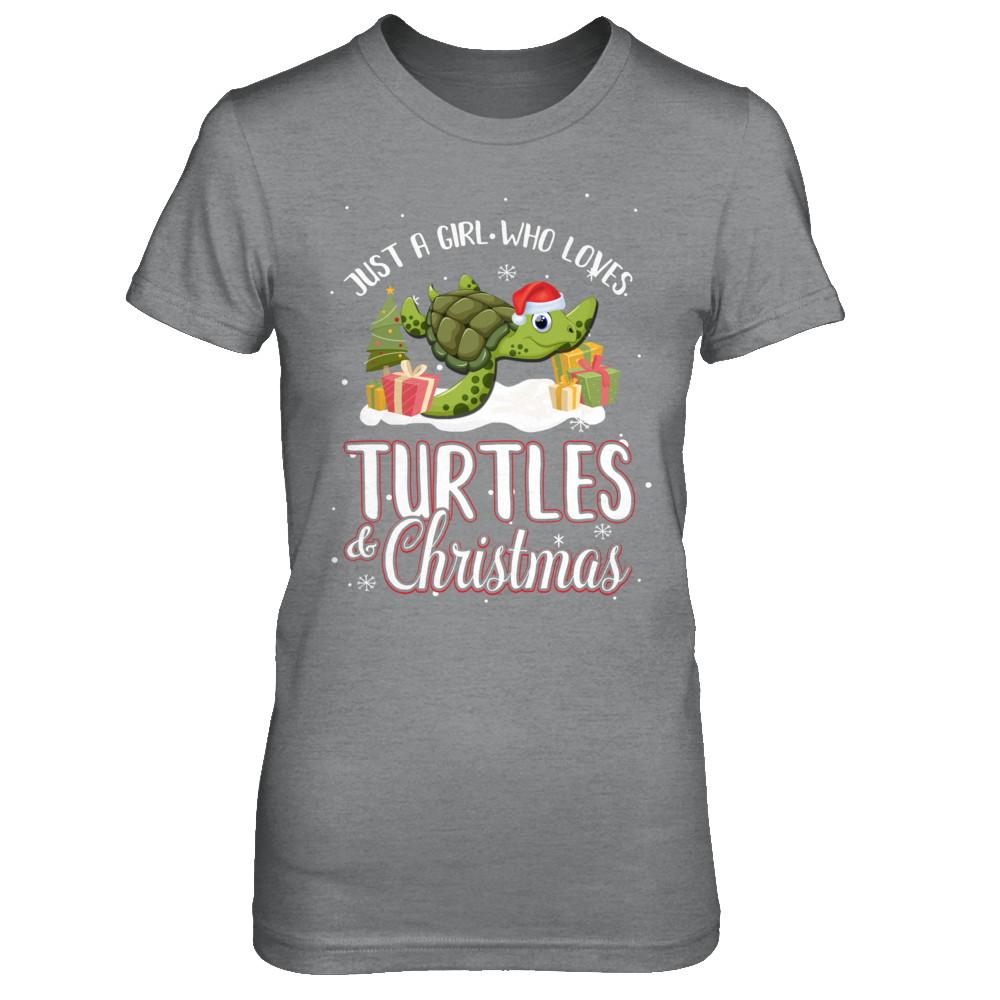 Just A Girl Who Loves Turtles And Christmas-T-Shirt & Sweatshirt-Women's T-Shirt-Sport Grey