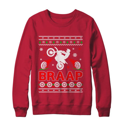 Motocross Sweater Christmas Dirt Bike BRAAP-T-Shirt & Sweatshirt-Crewneck Sweatshirt-Red