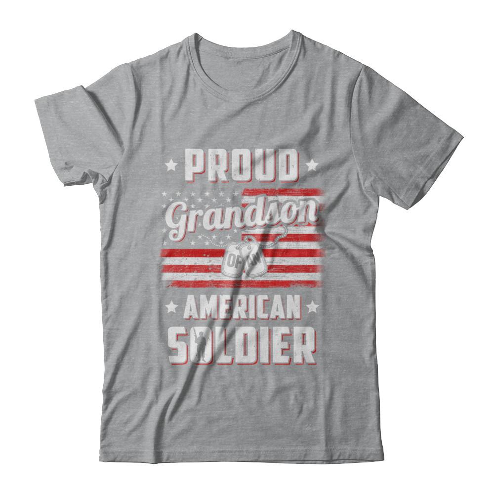 Proud Grandson Of A Soldier Army Papa Veteran-T-Shirt & Hoodie-Classic T-Shirt-Sport Grey