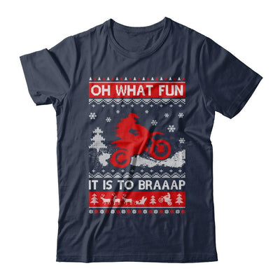 Oh What Fun It Is To Braaap Dirt Bike Ugly Christmas Sweater-T-Shirt & Sweatshirt-Classic T-Shirt-Navy