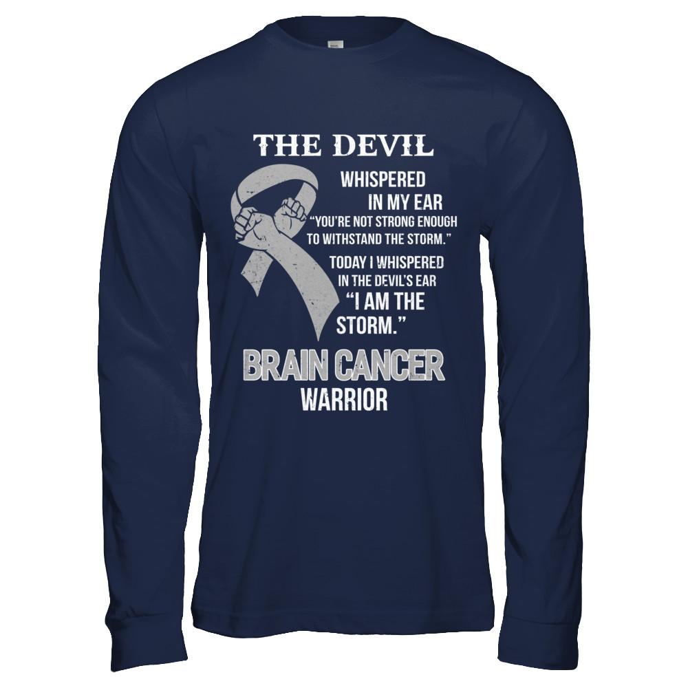I Am The Storm Support Brain Cancer Warrior Gift-T-Shirt & Hoodie-Long Sleeve T-Shirt-Navy