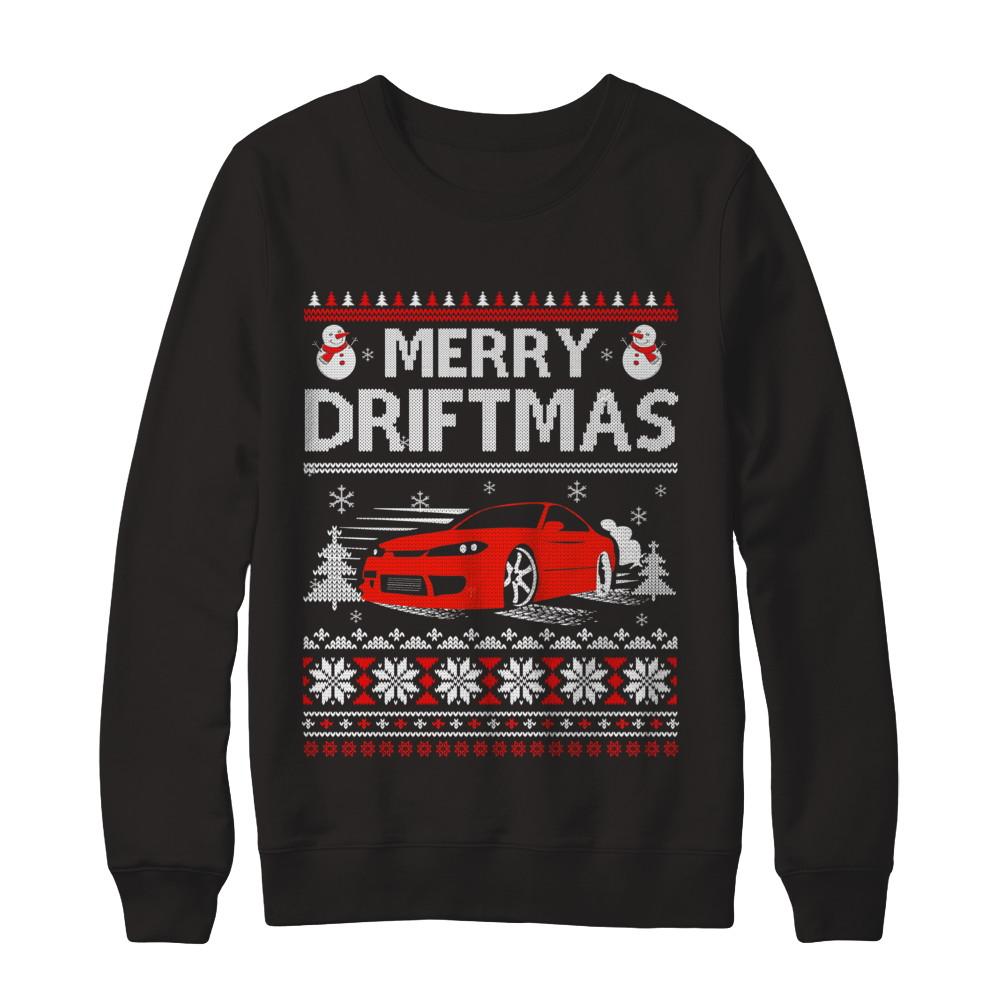 Merry Drifting Car Enthusiasts Sweater-T-Shirt & Sweatshirt-Crewneck Sweatshirt-Black