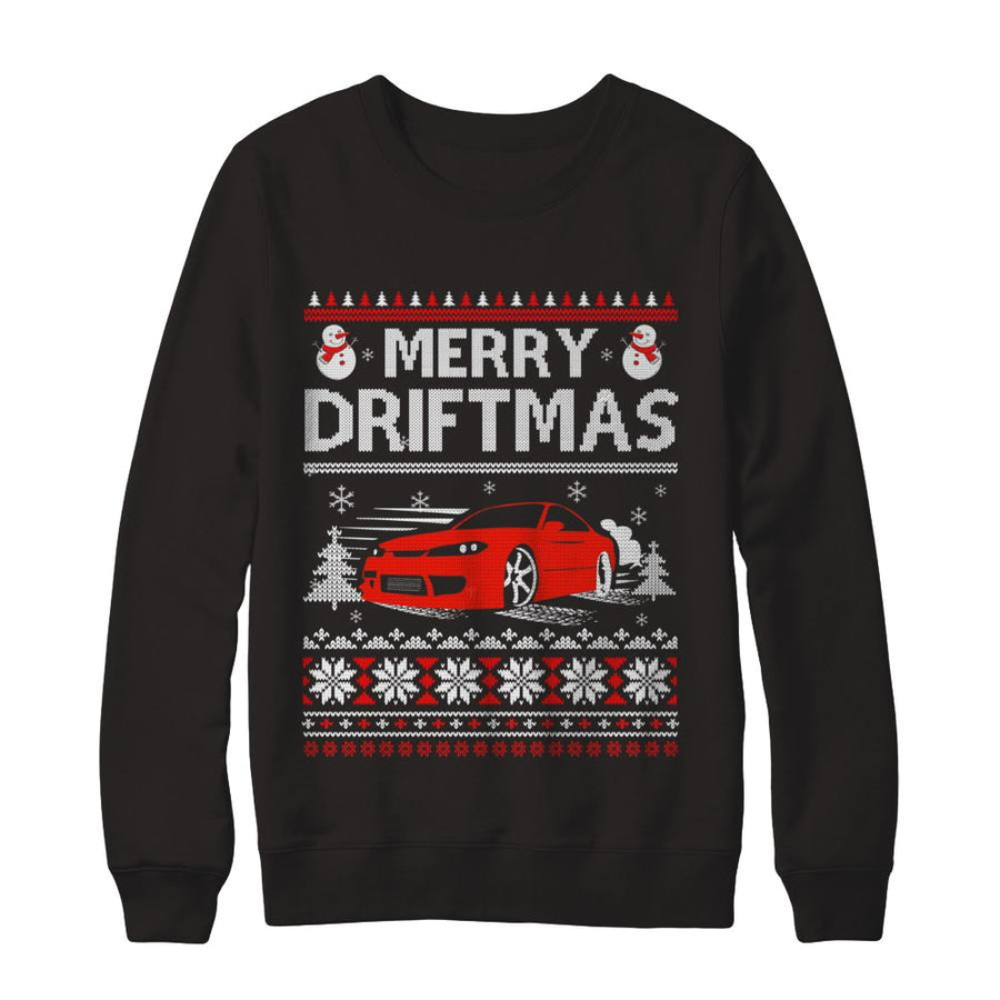 Merry Drifting Car Enthusiasts Sweater-T-Shirt & Sweatshirt-Crewneck Sweatshirt-Black