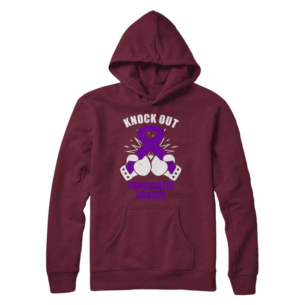 Boxing knock out Pancreatic Cancer Awareness Support-T-Shirt & Hoodie-Pullover Hoodie-Maroon