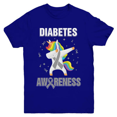 Inspirational Diabetes Awareness Unicorn Support Youth-Youth Shirt-Youth T-Shirt-Navy