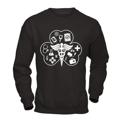 Nurses Happy Saint Patricks Day-T-Shirt & Hoodie-Crewneck Sweatshirt-Black