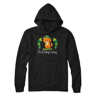 Happy St Catty's St. Patrick's Day Lucky Cat Gift-T-Shirt & Hoodie-Pullover Hoodie-Black