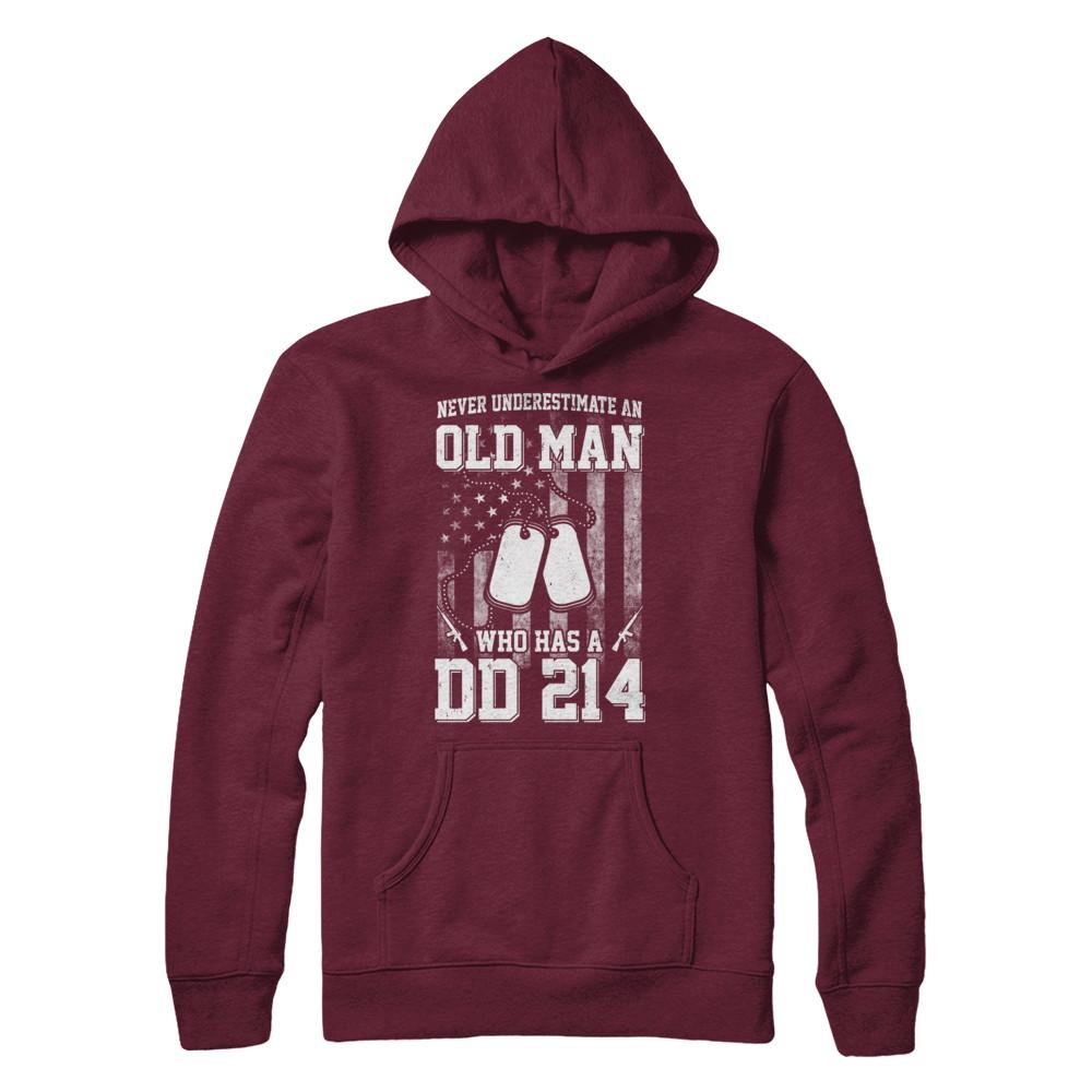 Never Underestimate An Old Man Who Has DD214-T-Shirt & Hoodie-Hanes - Heavyweight Pullover Hoodie-Maroon