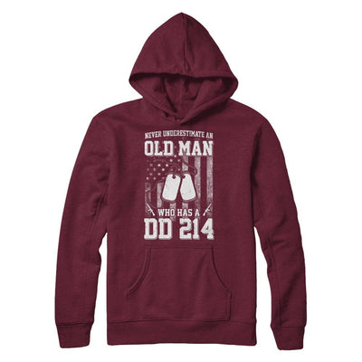 Never Underestimate An Old Man Who Has DD214-T-Shirt & Hoodie-Hanes - Heavyweight Pullover Hoodie-Maroon