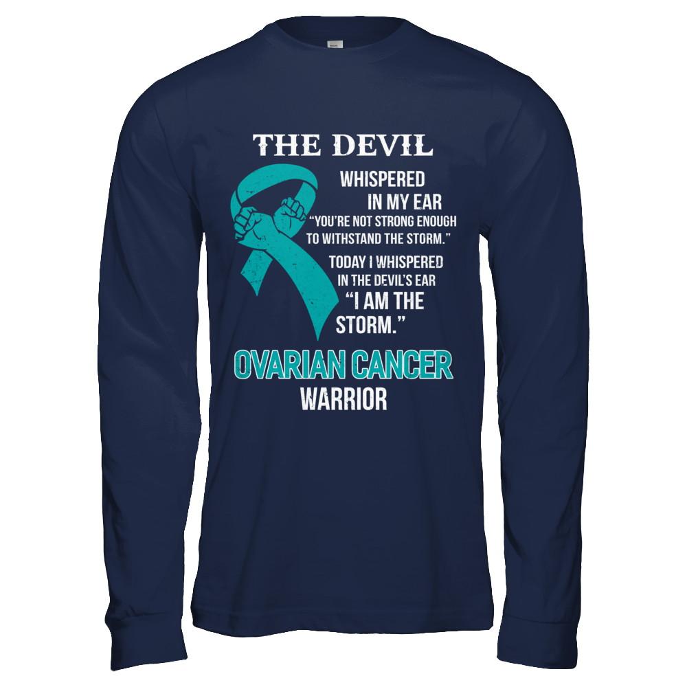 I Am The Storm Support Ovarian Cancer Warrior Gift-T-Shirt & Hoodie-Long Sleeve T-Shirt-Navy