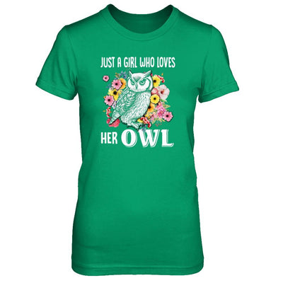 Just A Girl Who Loves Her Owl-T-Shirt & Tank Top-Women's T-Shirt-Irish Green