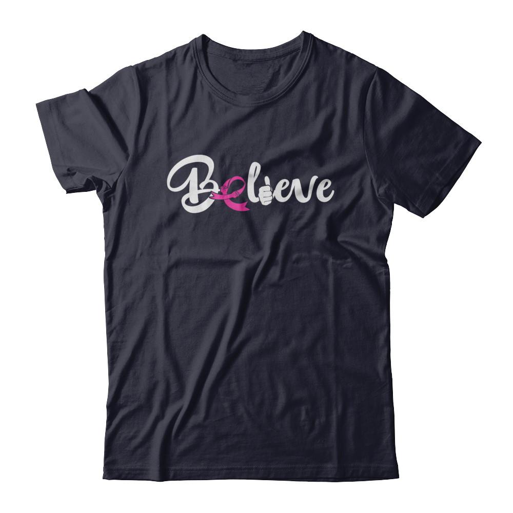 Believe Breast Cancer Awareness Fight-T-Shirt & Sweatshirt-Premium T-Shirt-Midnight Navy