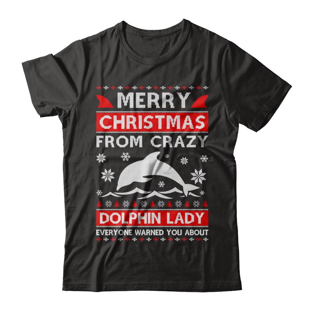 Merry Christmas From Crazy Dolphin Lady Sweater-T-Shirt & Sweatshirt-Premium T-Shirt-Black