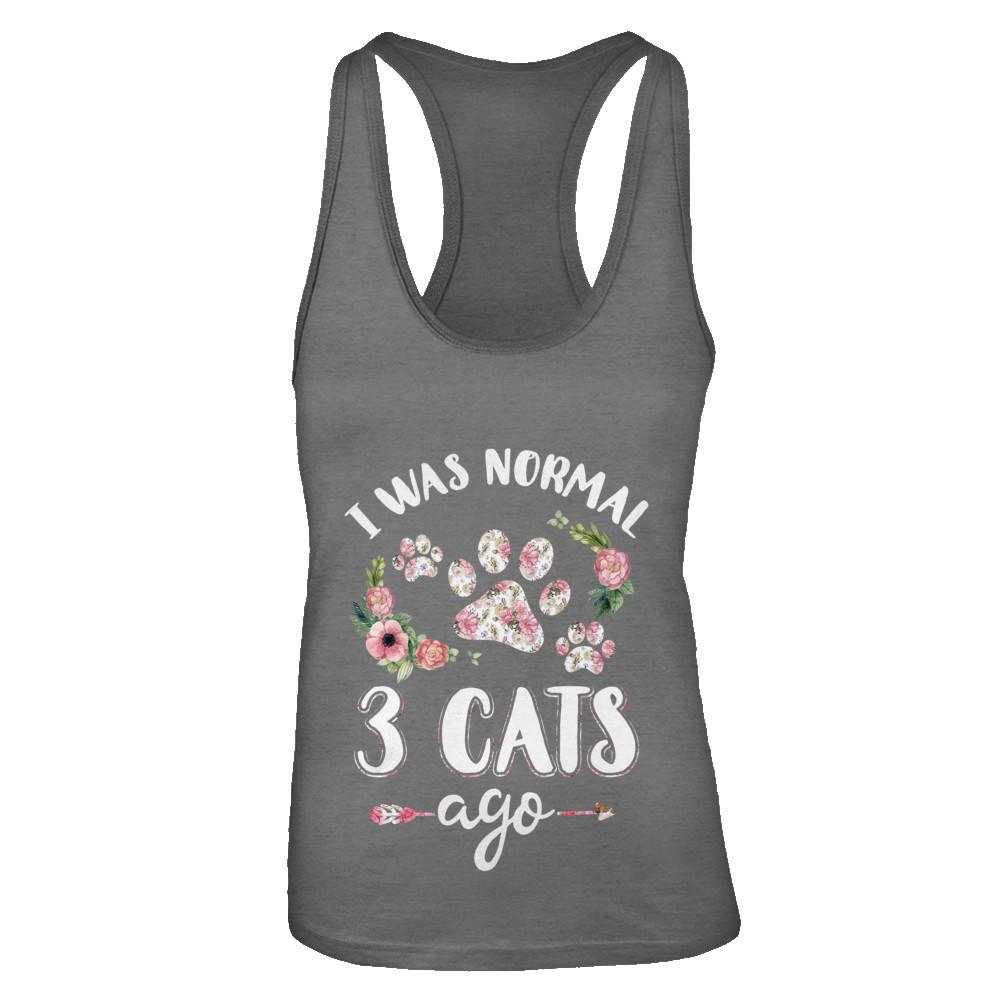 I Was Normal Three Cats Ago-T-Shirt & Tank Top-Women's Ideal Racerback Tank-Dark Grey