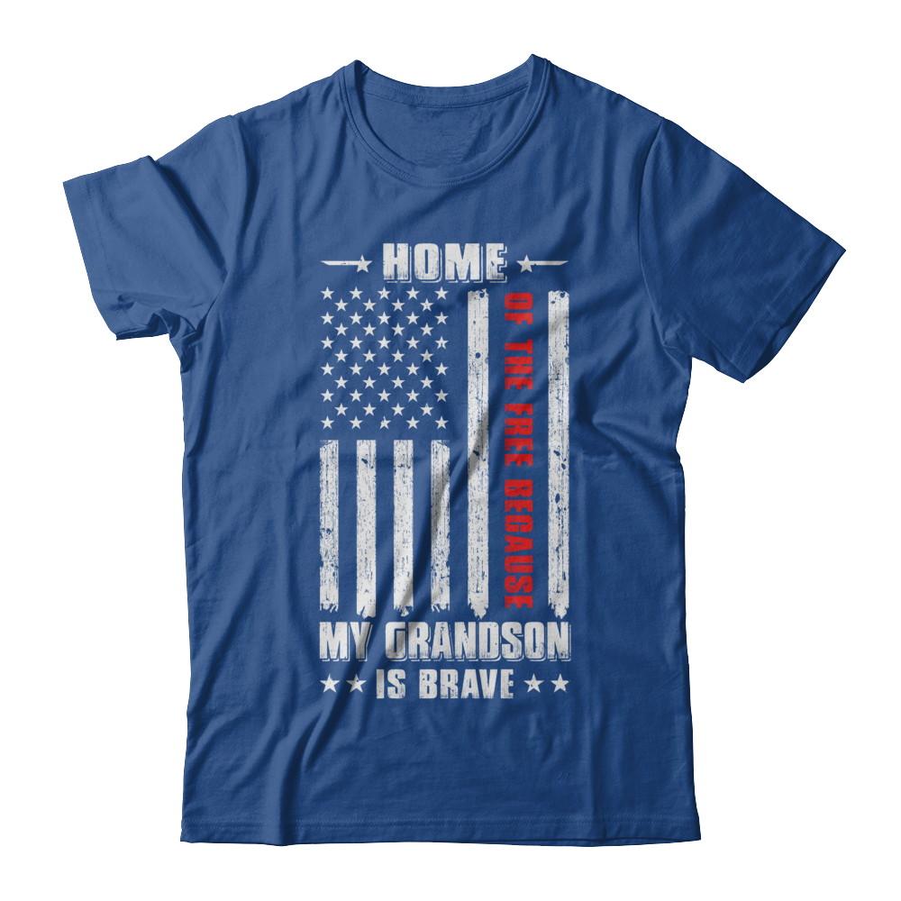 Home Of The Free Because My Grandson Is Brave Papa Grandma-T-Shirt & Hoodie-Classic T-Shirt-Royal