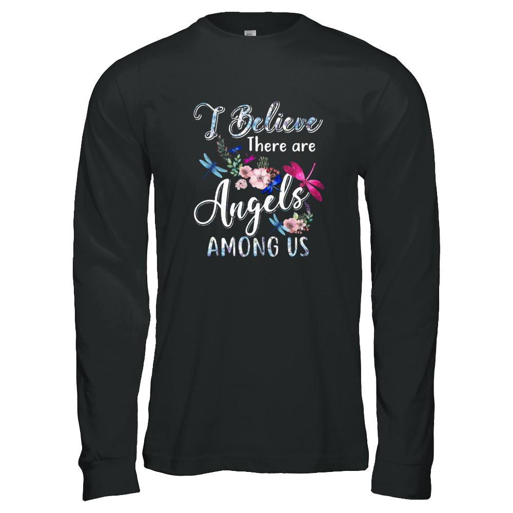 I Believe There Are Angels Among Us Dragonfly-T-Shirt & Tank Top-Long Sleeve T-Shirt-Black