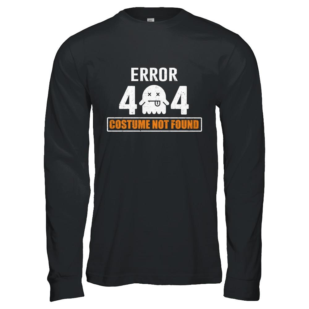 Funny Halloween Error 404 Costume Not Found-T-Shirt & Hoodie-Long Sleeve T-Shirt-Black