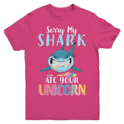 Sorry My Shark Ate Your Unicorn Funny Shark Youth-Youth Shirt-Youth T-Shirt-Heliconia